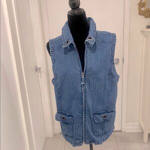 TRADITION Country Tradition Zip Up Denim Sleeveless Vest with pockets Size 16